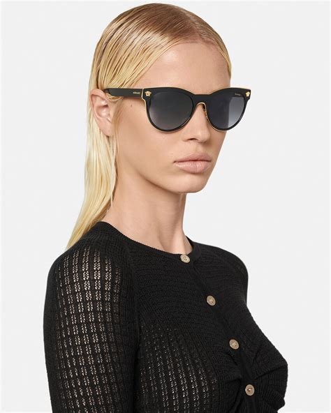 versace medusa charm sunglasses|black versace sunglasses with rhinestones.